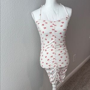 Chic White and Red Floral Mini Dress